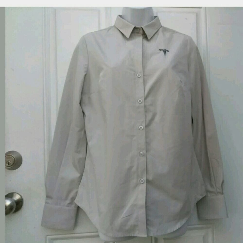 Tesla Womens Long Sleeve Shirt Button Front Tan